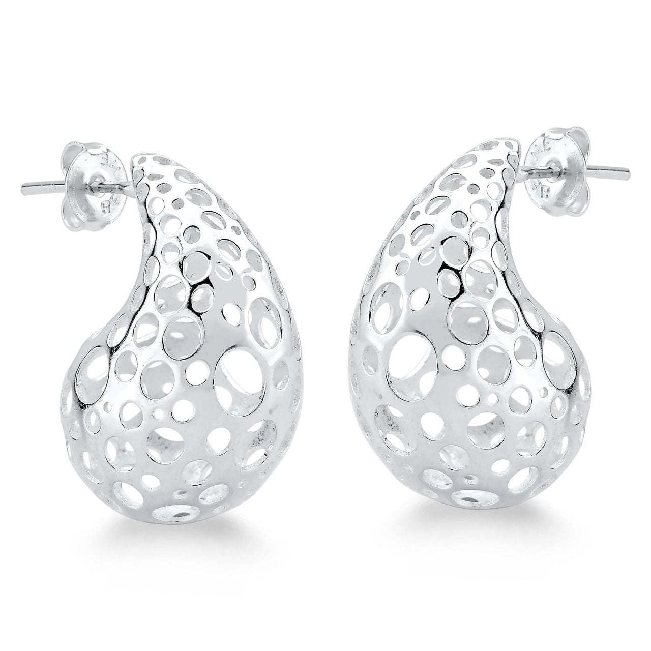 BRINCO DE PRATA 925 GOTA VAZADA DE BOLAS GRANDE