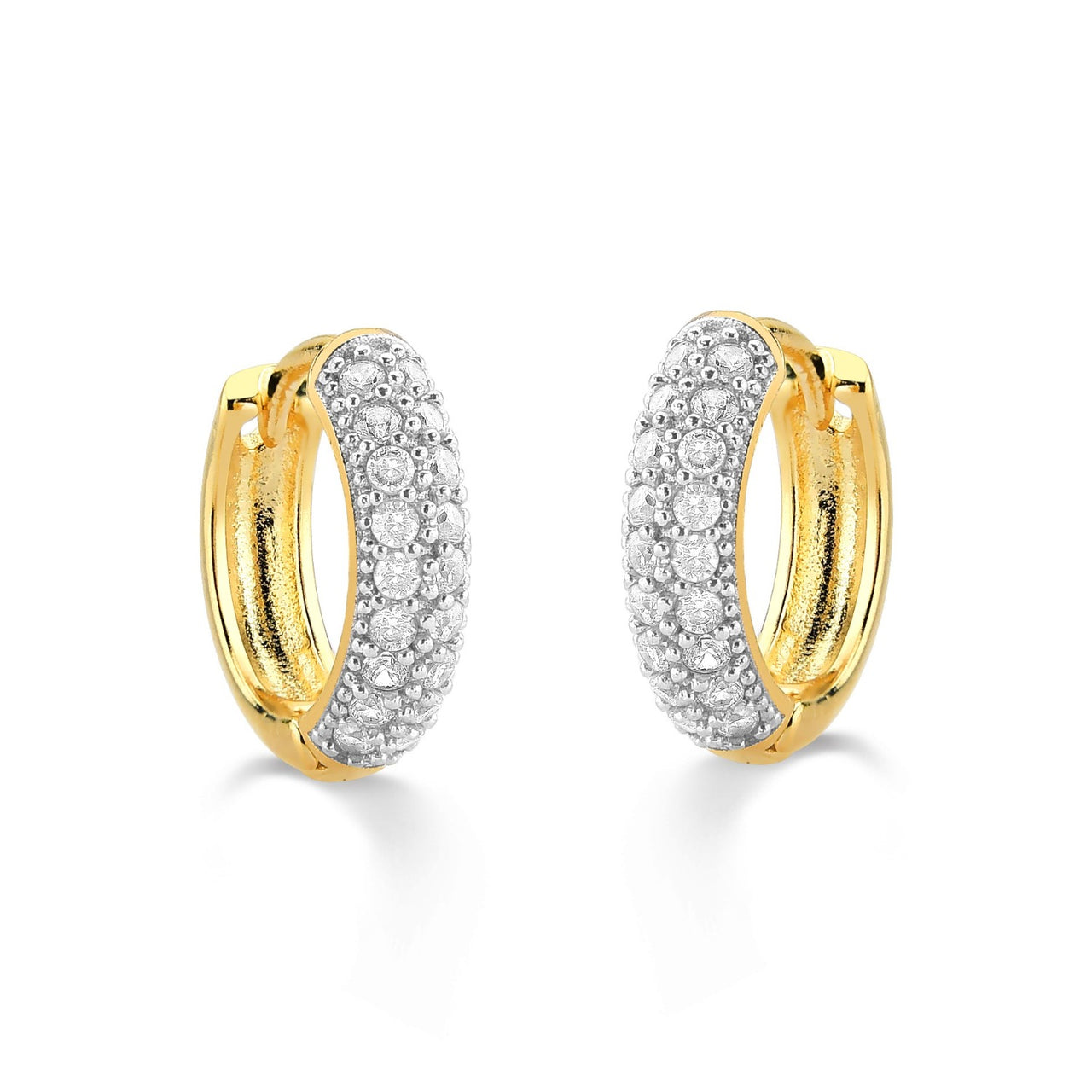 BRINCO DE ARGOLA CRAVEJADA GRANDE FOLHEADO A OURO 18K