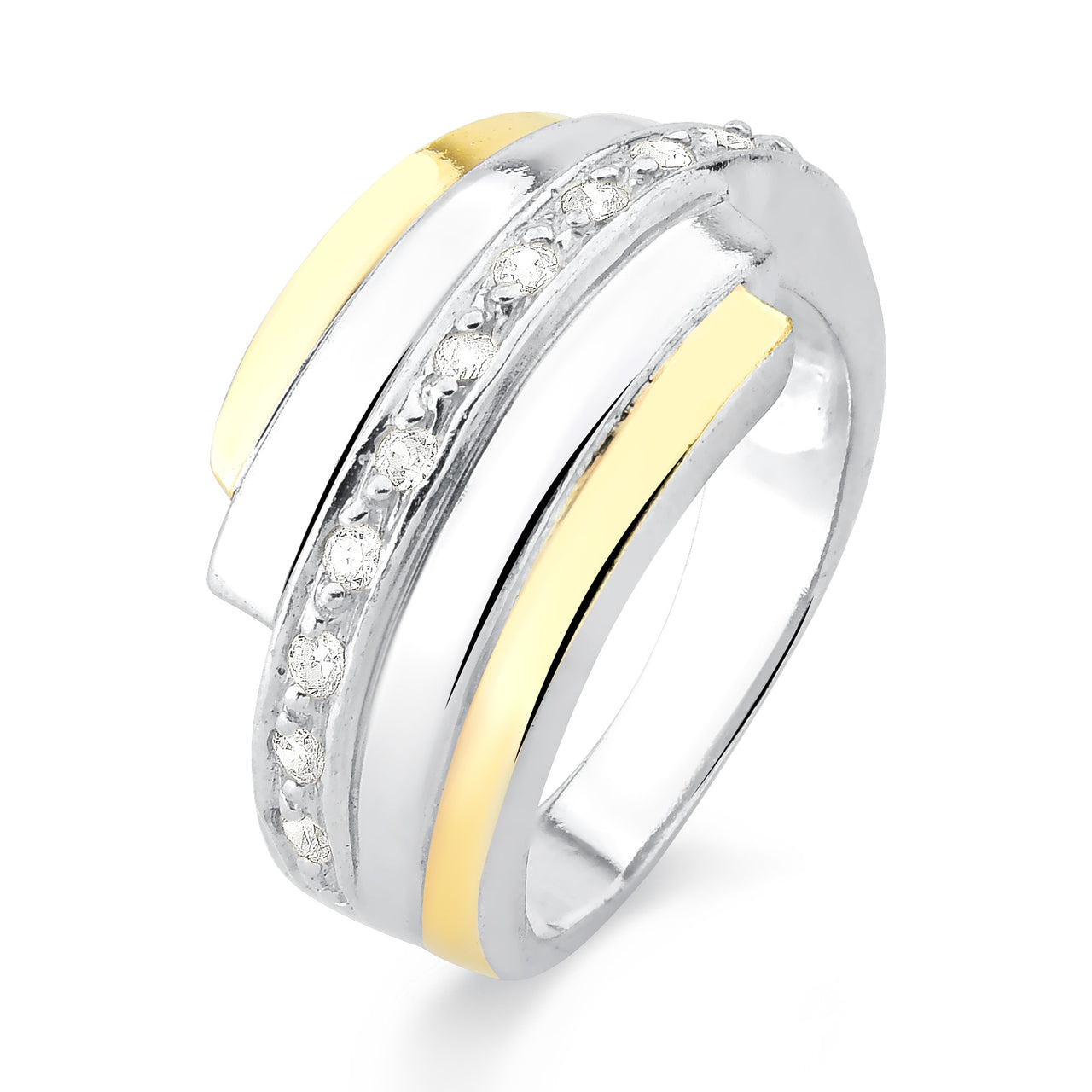 ANEL DE PRATA OVALADO COM FILETE DE OURO