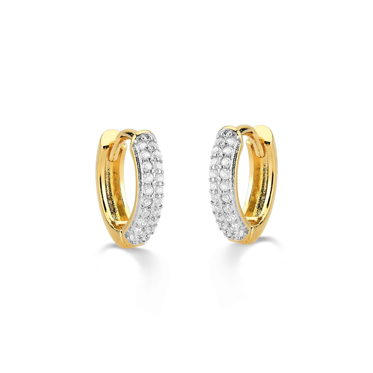 BRINCO DE ARGOLA CRAVEJADA PEQUENA FOLHEADO A OURO 18K