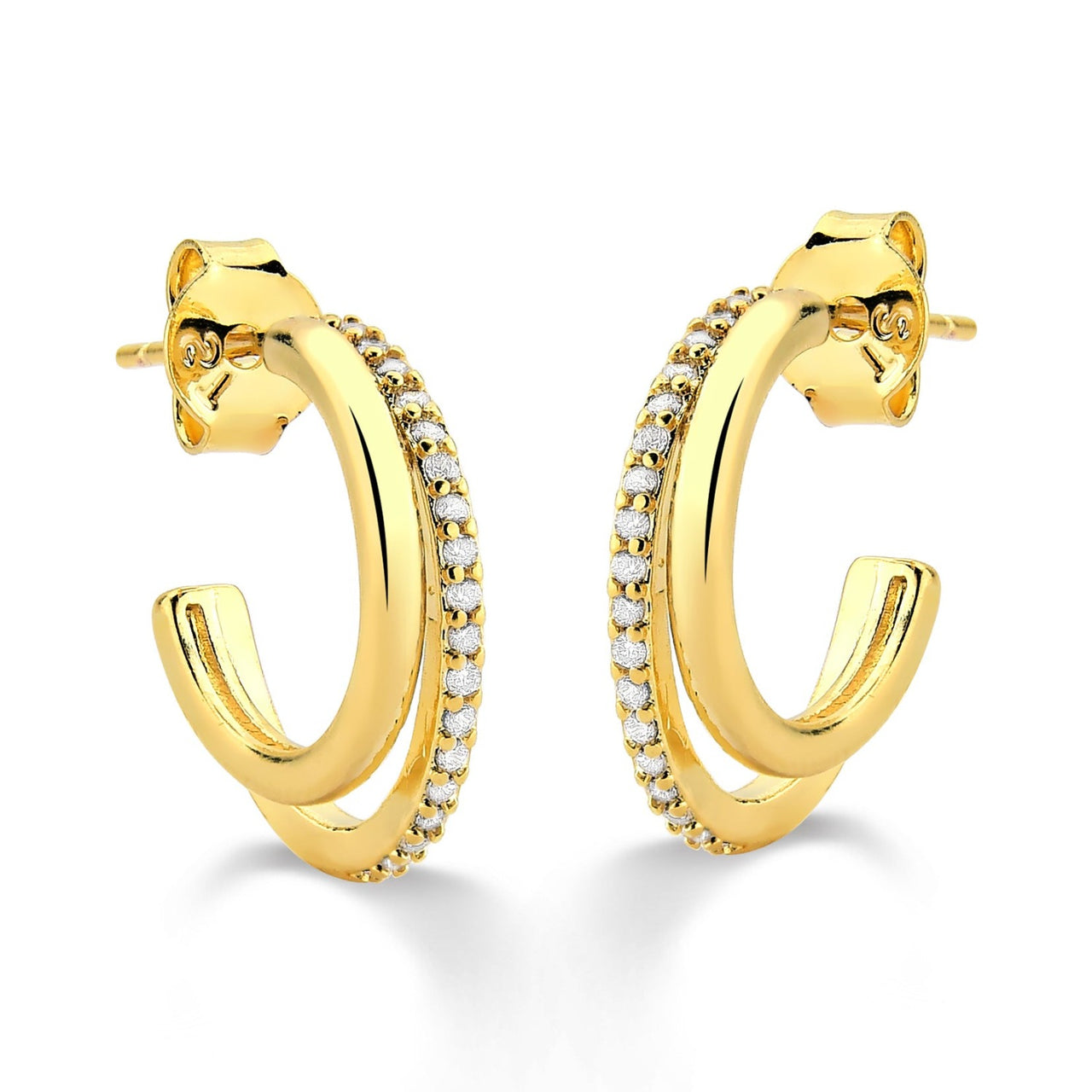 BRINCO DE ARGOLA PEQUENA DOIS FIOS FOLHEADO A OURO 18K