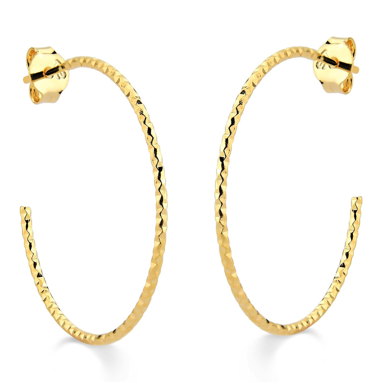 BRINCO DE ARGOLA MÉDIA DIAMANTADA FOLHEADO A OURO 18K