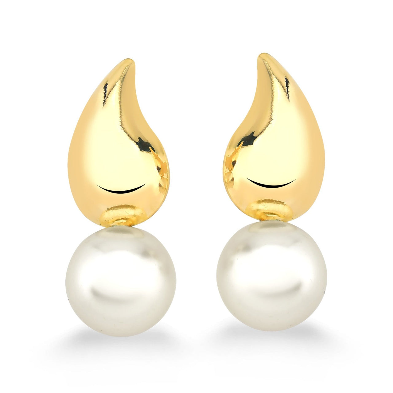 BRINCO GOTA E PÉROLA FOLHEADO A OURO 18K