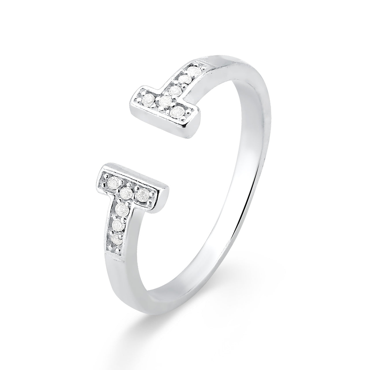 ANEL DE PRATA COM FENDA CRAVEJADA