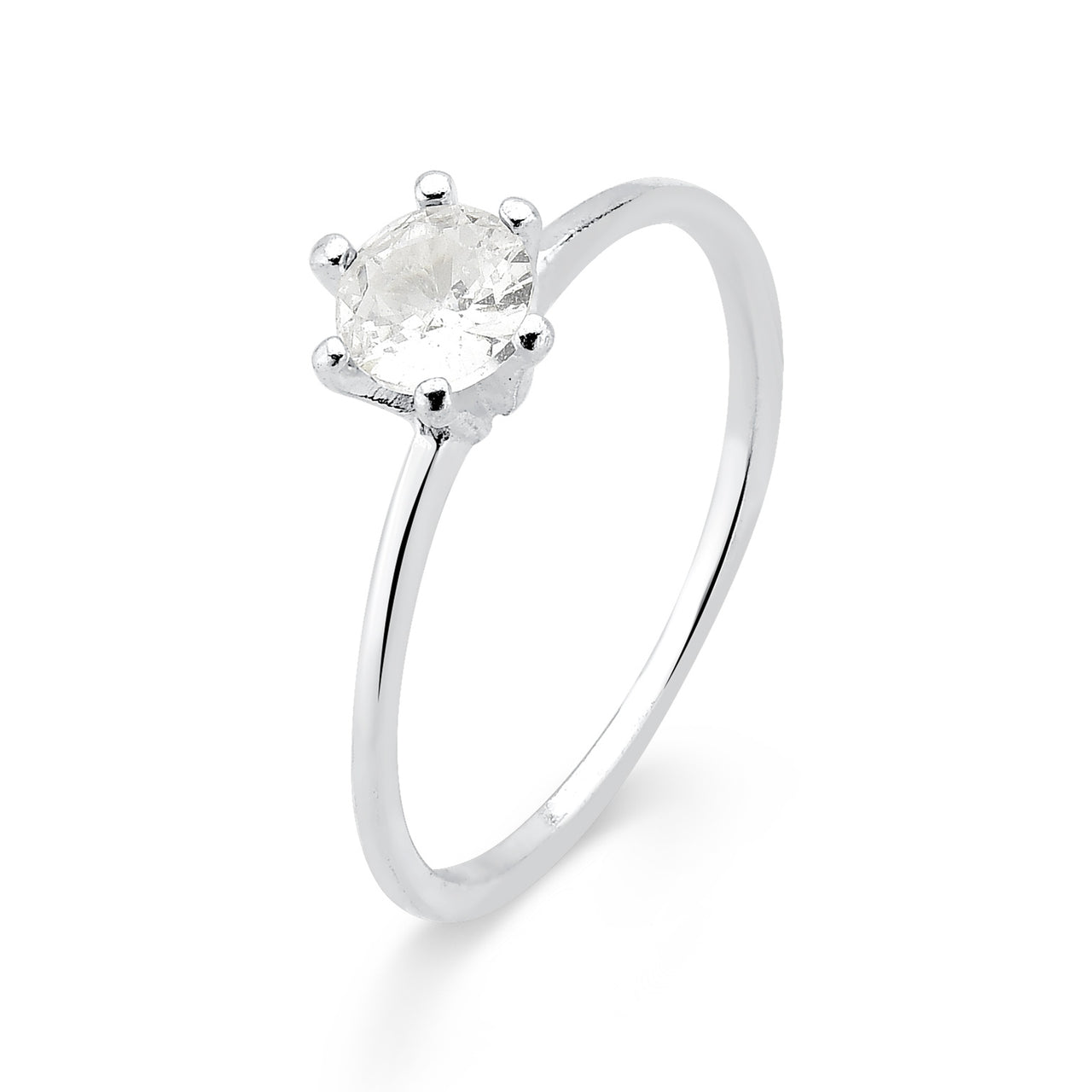 ANEL DE PRATA SOLITÁRIO COM ZIRCÔNIA GRANDE