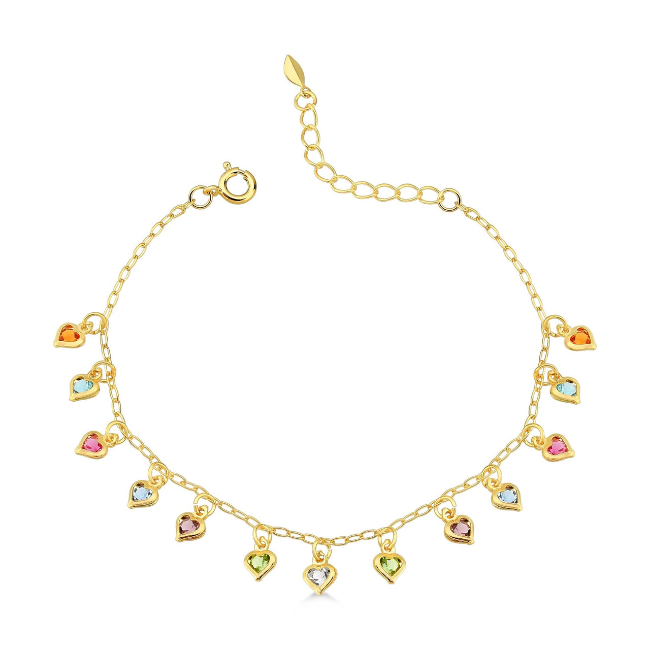 PULSEIRA COM MINI CORAÇÕES EM ZIRCÔNIA FOLHEADA A OURO 18K