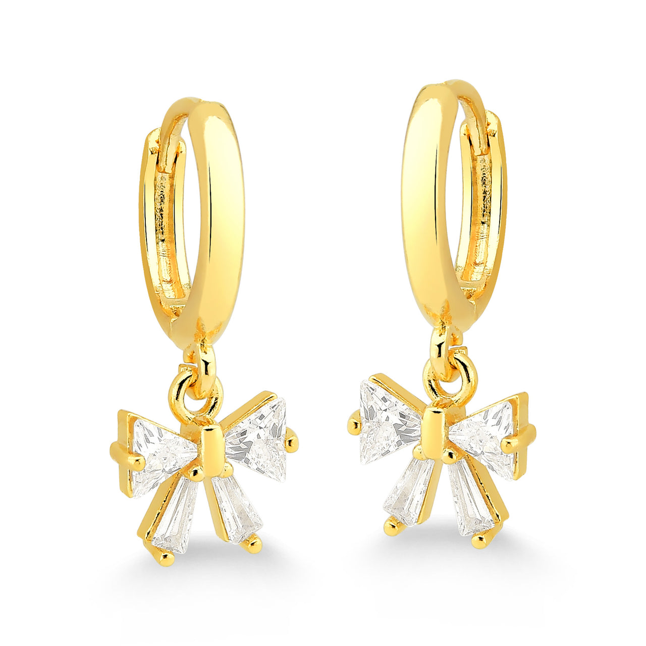 BRINCO ARGOLA COM LAÇO CRAVEJADO FOLHEADO A OURO 18K