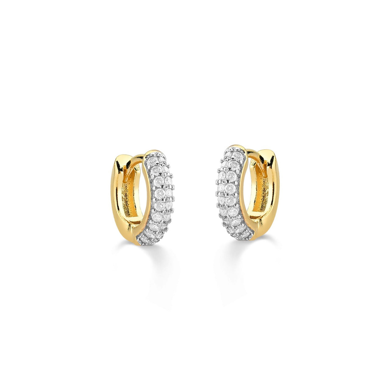 BRINCO DE ARGOLA MINI CRAVEJADA DE ZIRCONIA FOLHEADO A OURO 18K