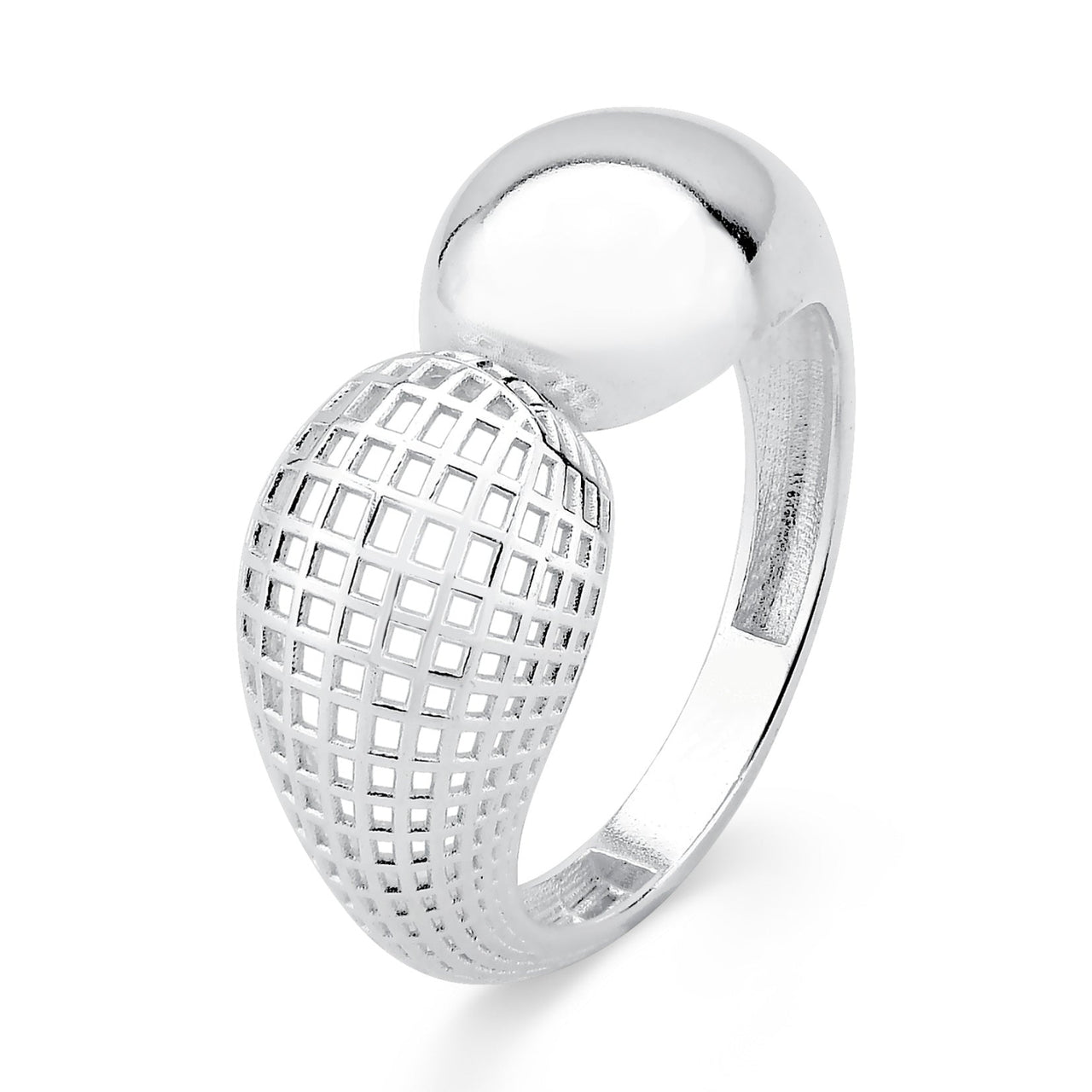 ANEL DE PRATA GOTAS LISA E VAZADA