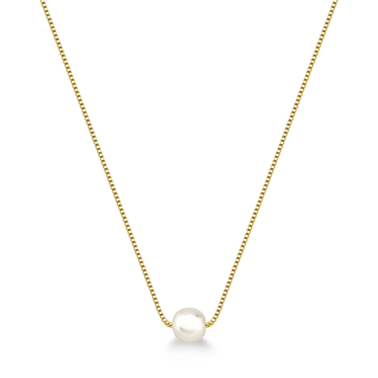COLAR COM PÉROLA PEQUENA 40CM FOLHEADO A OURO 18K