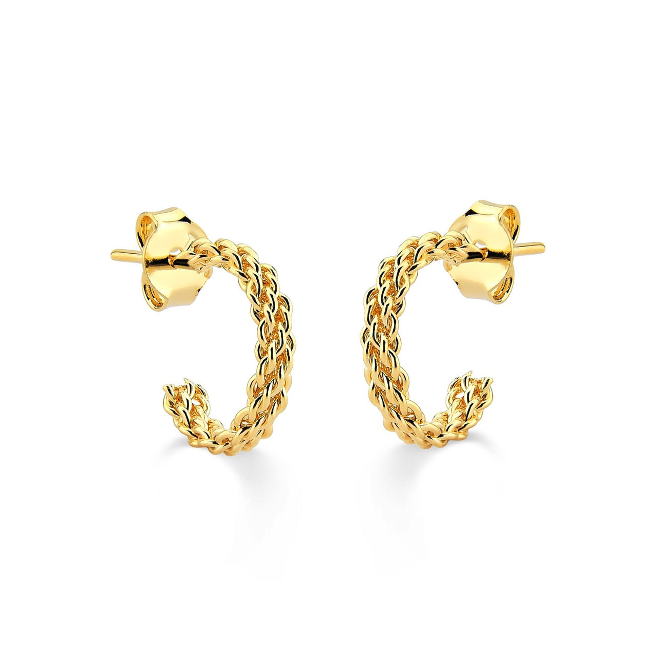 BRINCO DE ARGOLA PEQUENA TRANÇADA FOLHEADO A OURO 18K