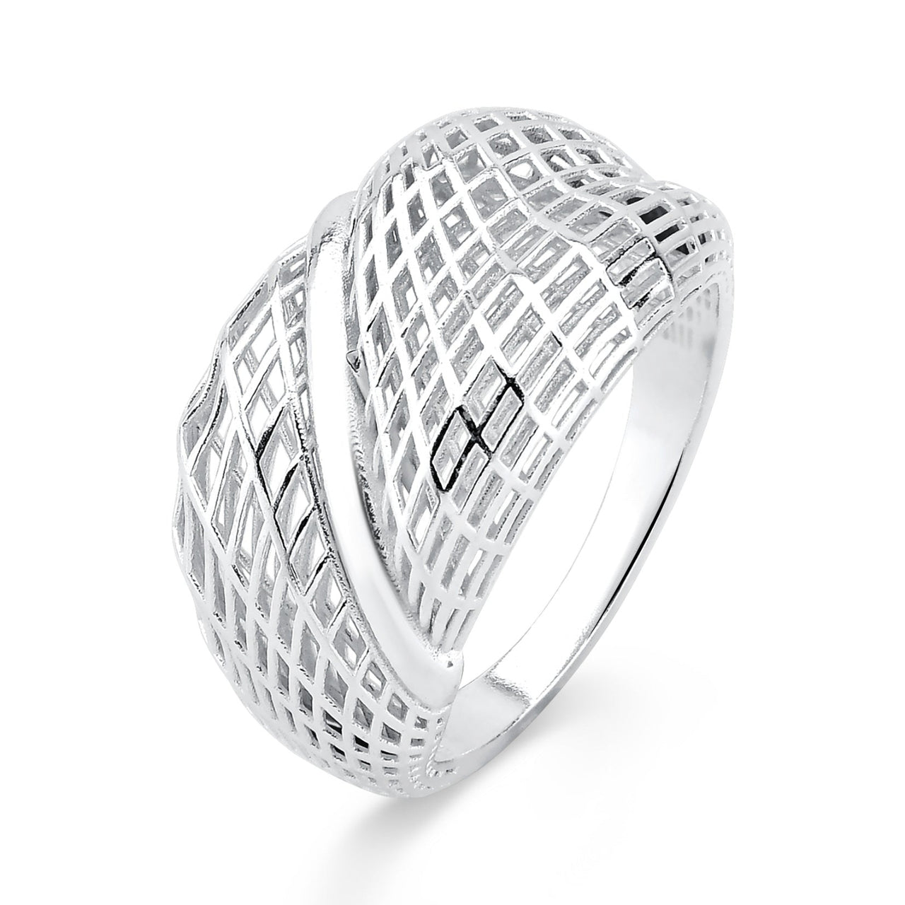 ANEL DE PRATA OVALADO VAZADO COM DETALHES