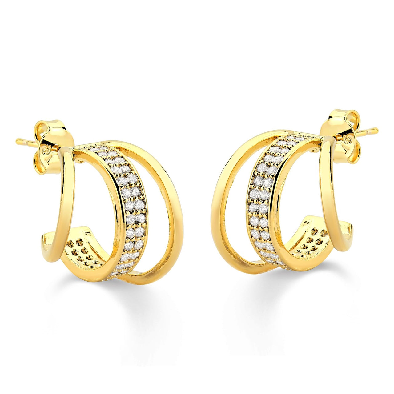 BRINCO ARGOLA TRES FIOS  FOLHEADO A OURO 18K