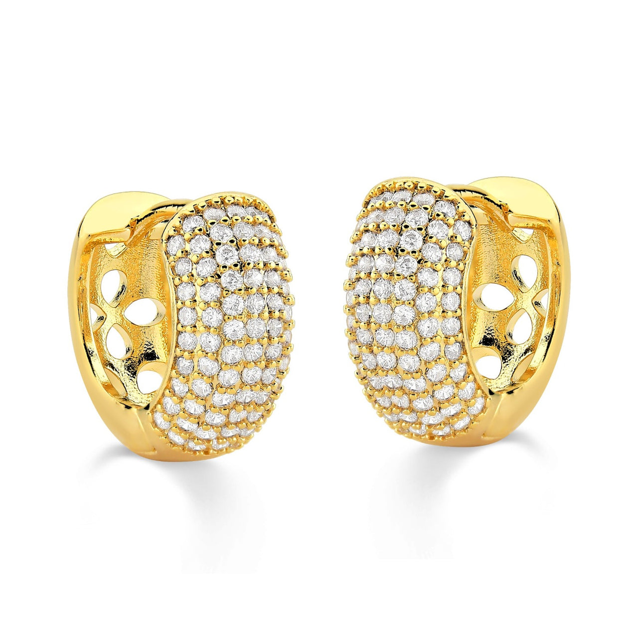 BRINCO DE ARGOLA CRAVEJADA MEDIA FOLHEADO A OURO 18K
