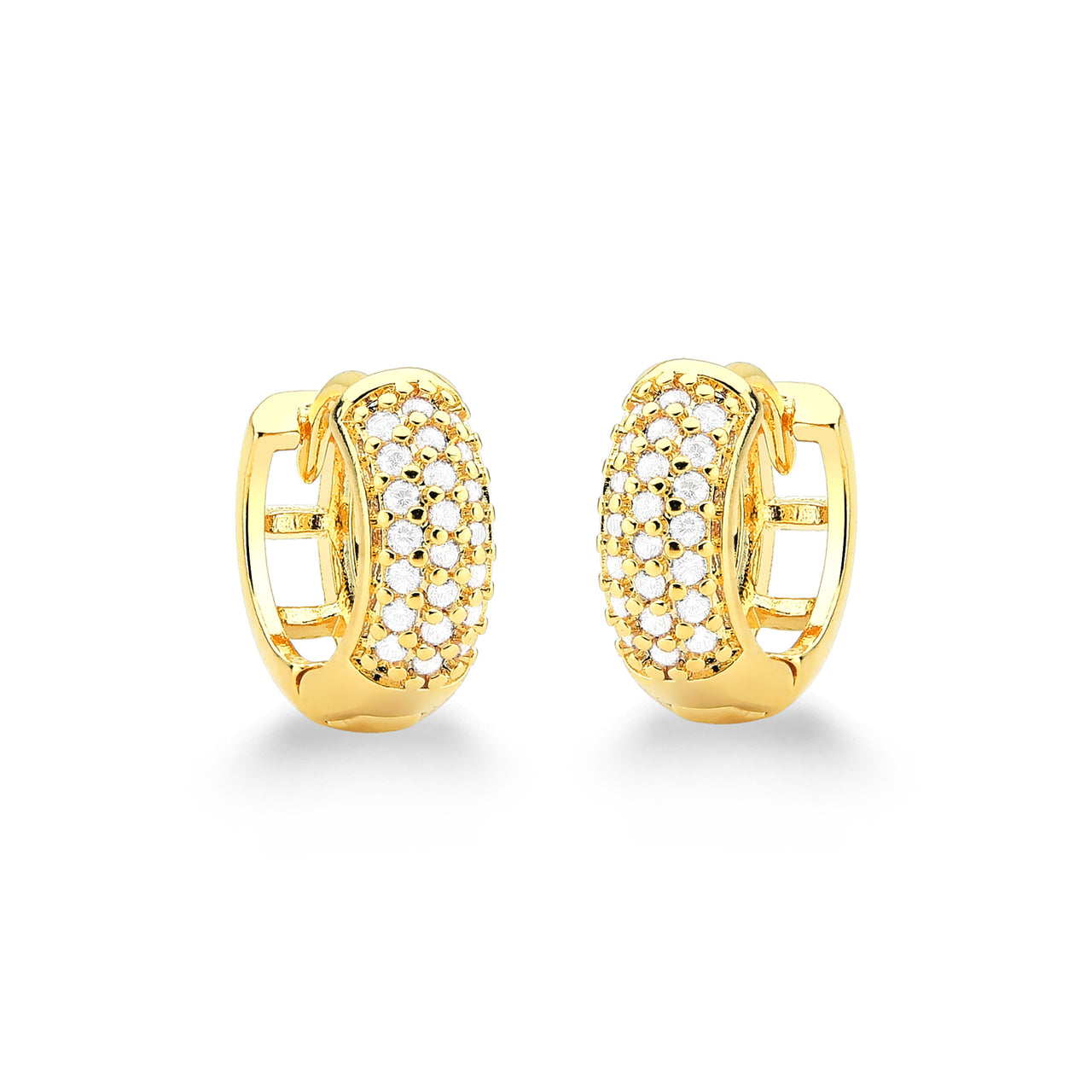 BRINCO ARGOLA CRAVEJADA COM ZIRCÔNIA P FOLHEADO A OURO 18K