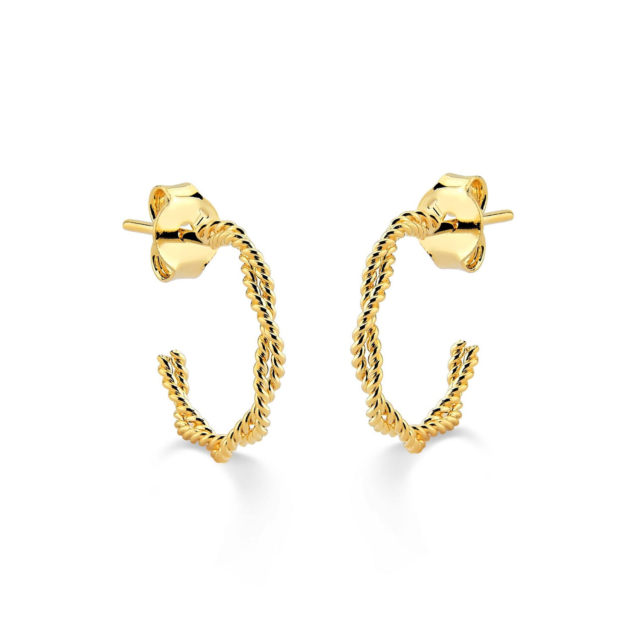 BRINCO DE ARGOLA PEQUENA TORCIDA FOLHEADO A OURO 18K