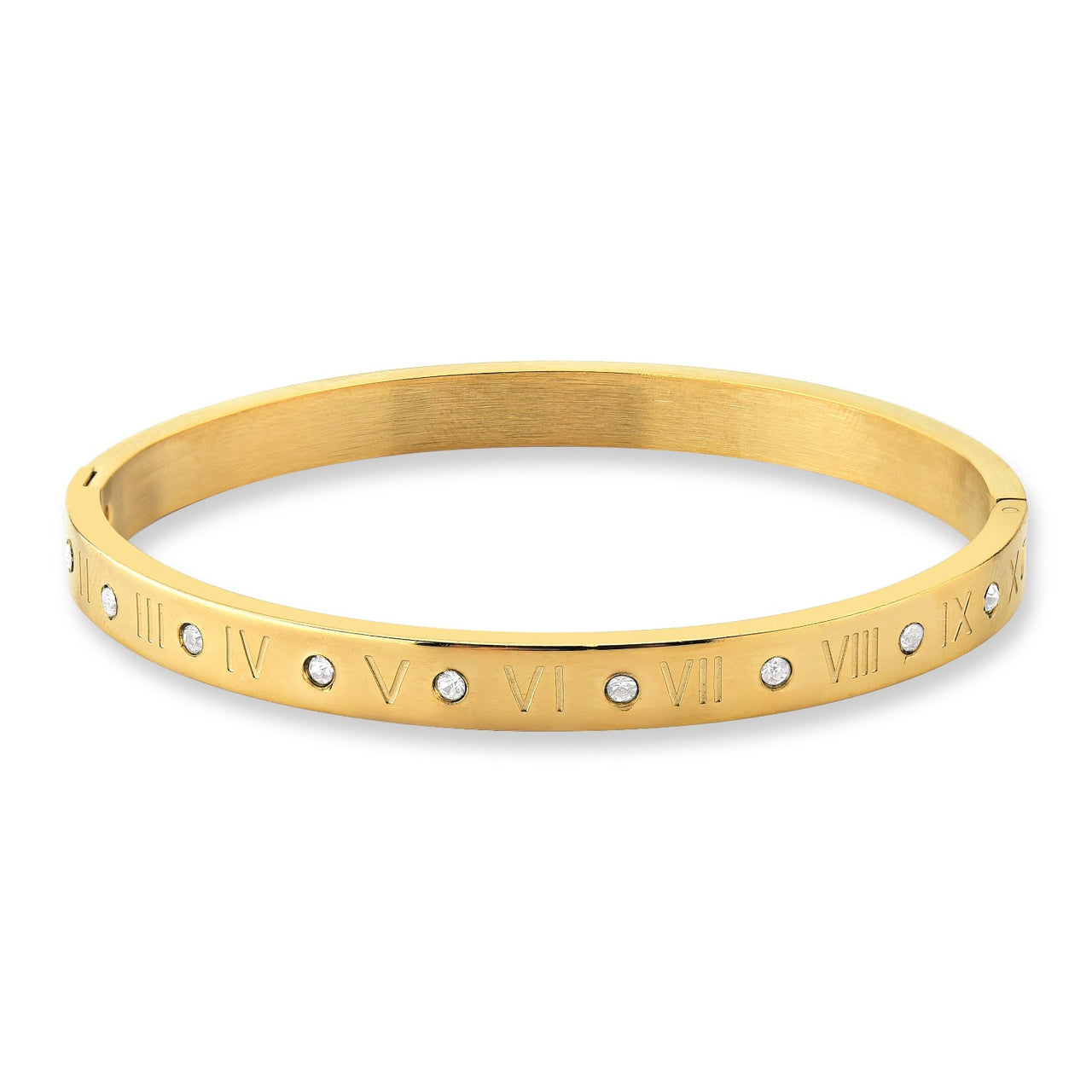 BRACELETE NUMEROS ROMANOS DOURADO EM AÇO INOX