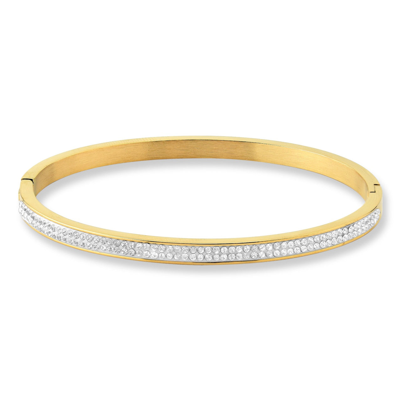 BRACELETE COM STRASS DOURADO EM AÇO INOX