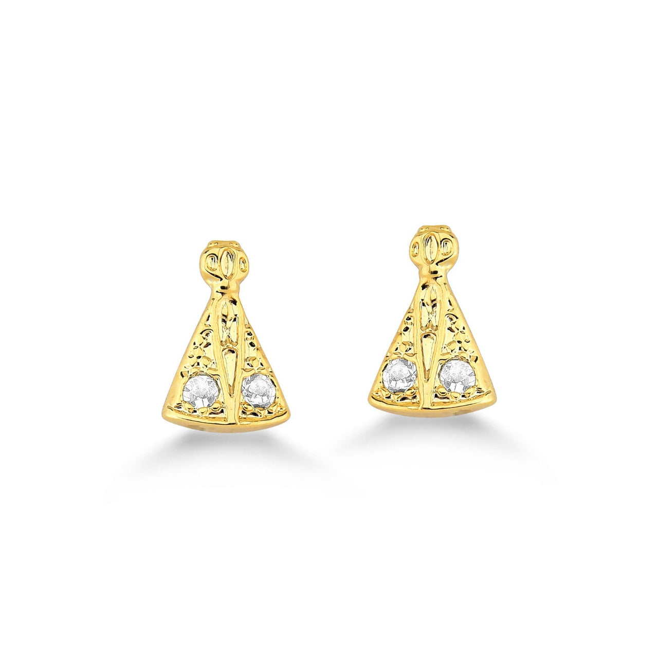 BRINCO NOSSA SRA APARECIDA PEQUENO FOLHEADO A OURO 18K