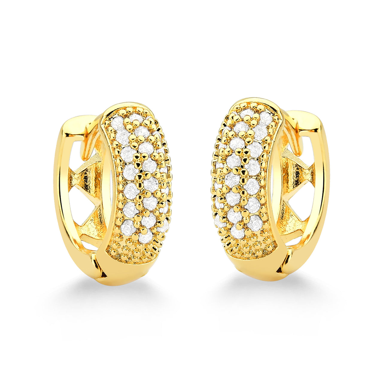 BRINCO ARGOLA CRAVEJADA M FOLHEADO A OURO 18K