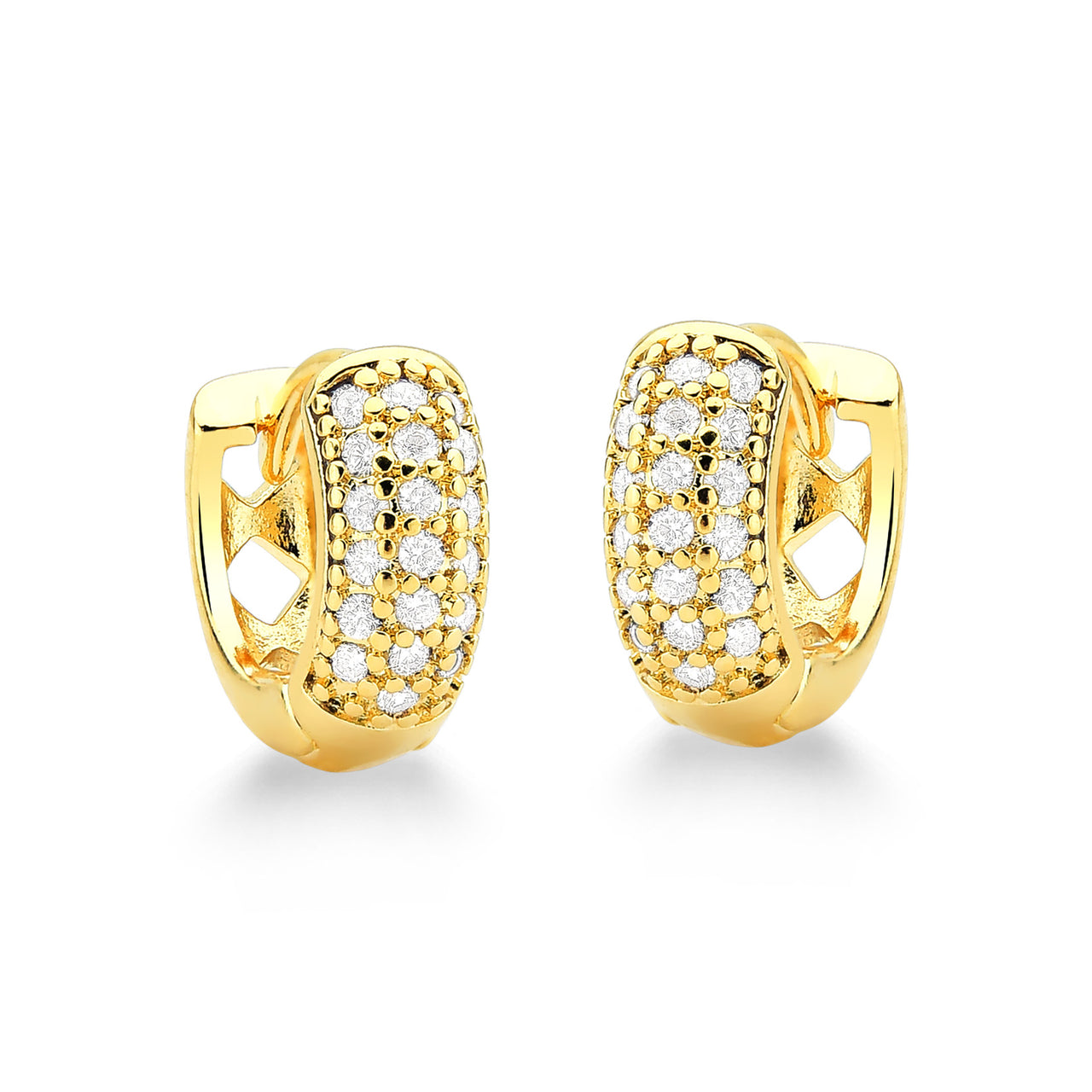 BRINCO ARGOLA CRAVEJADA P FOLHEADO A OURO 18K