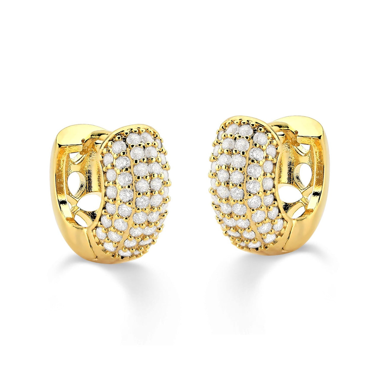 BRINCO DE ARGOLA CRAVEJADA PEQUENA  FOLHEADO A OURO 18K