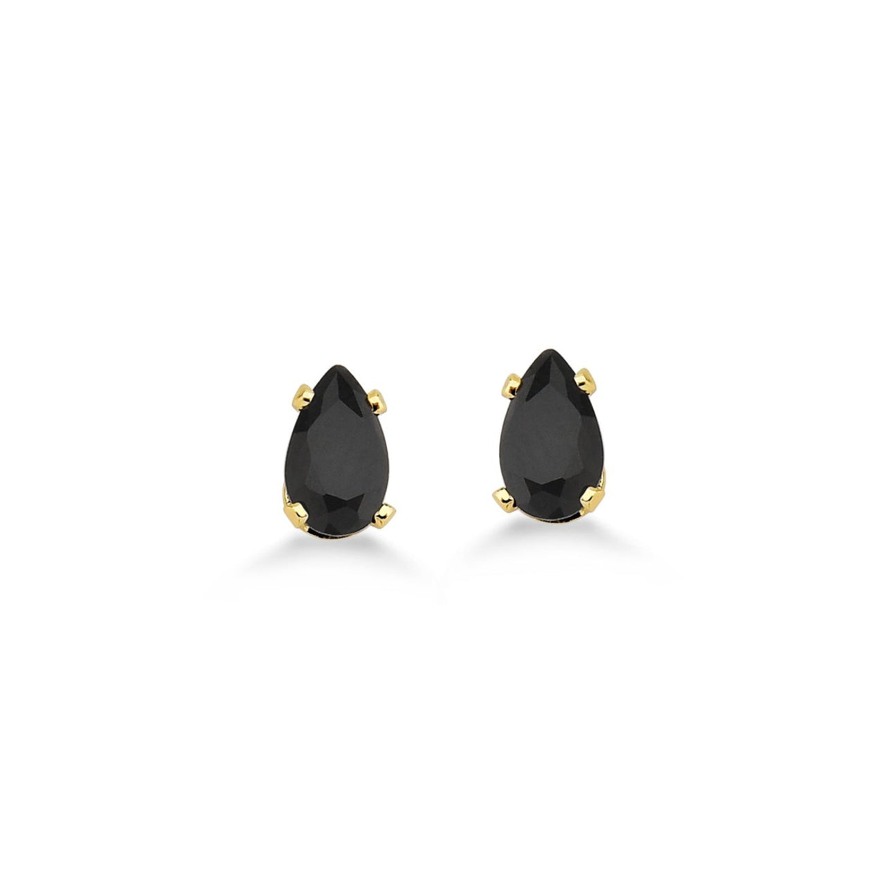 BRINCO PEQUENO GOTA COM ZIRCÔNIA PRETO FOLHEADO A OURO 18K