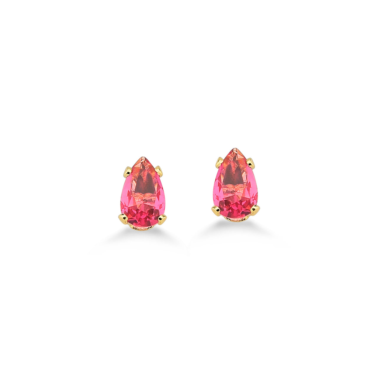 BRINCO PEQUENO GOTA COM ZIRCÔNIA PINK FOLHEADO A OURO 18K