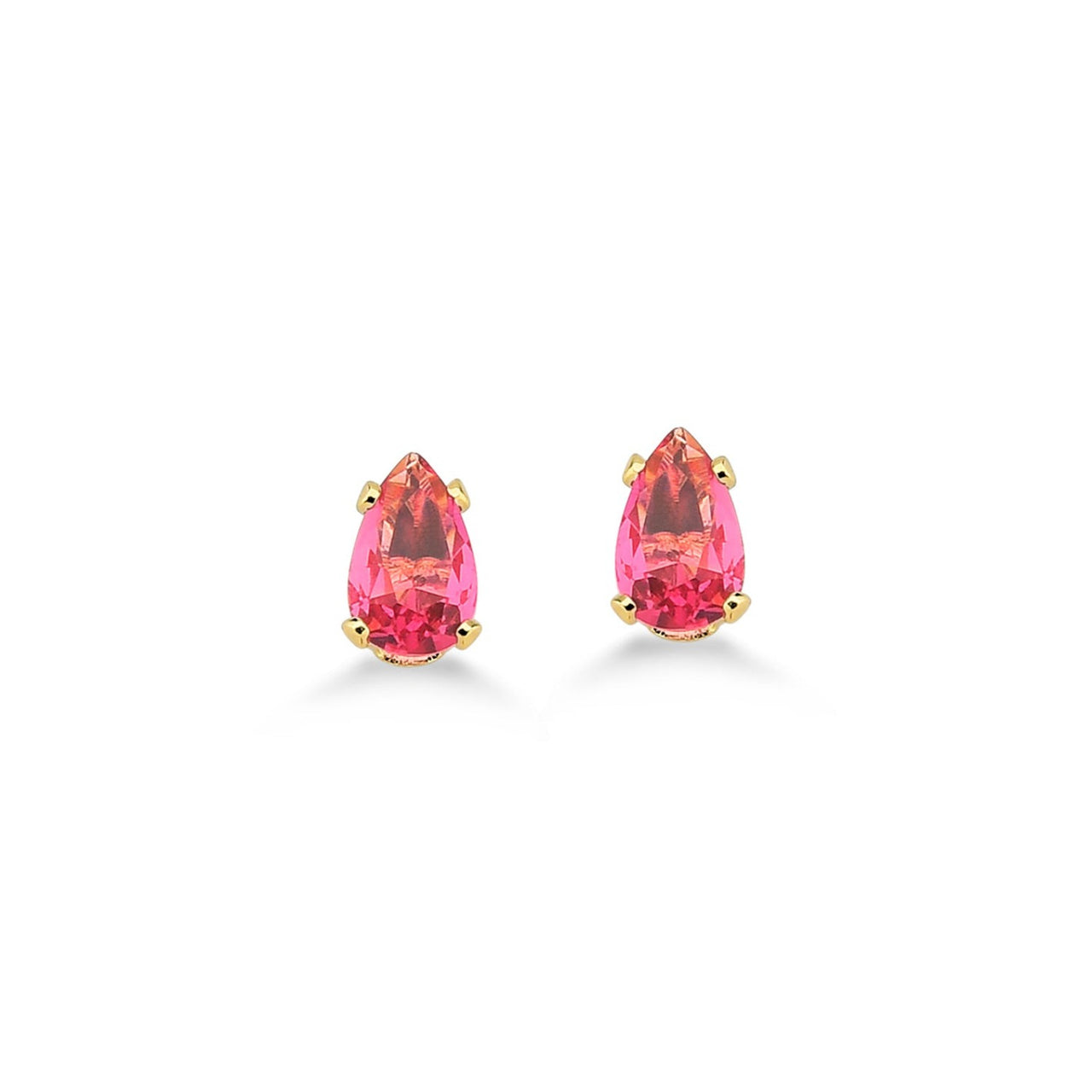 BRINCO GOTA ZIRCÔNIA PINK FOLHEADO A OURO 18K