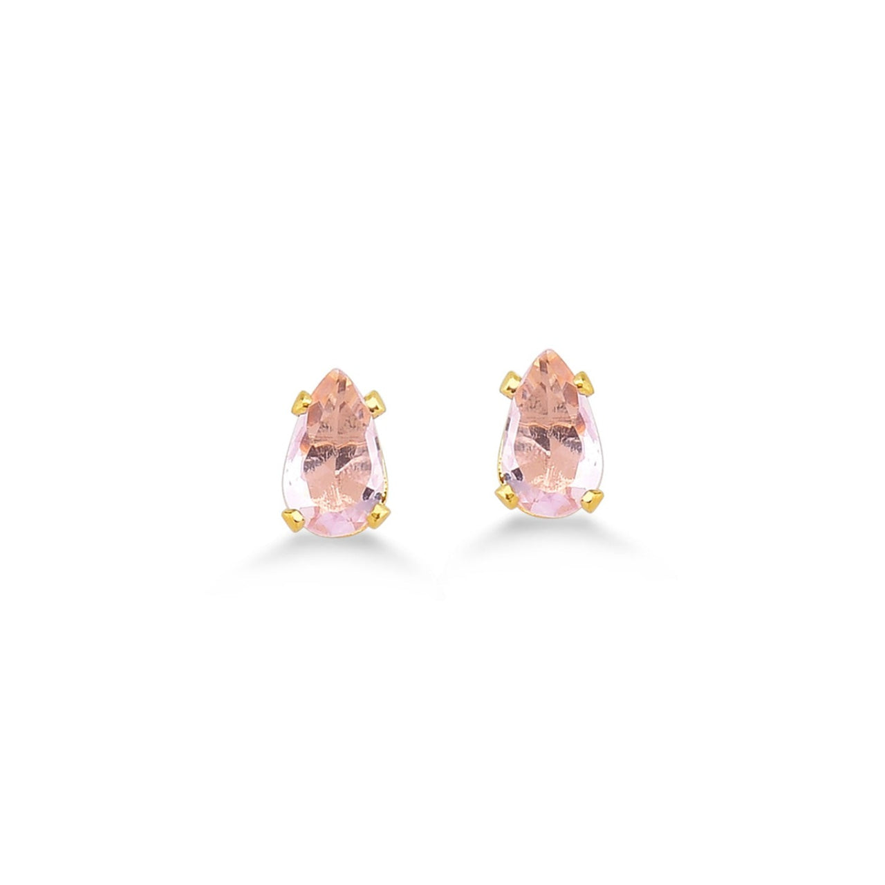BRINCO GOTA ZIRCÔNIA ROSA  FOLHEADO A OURO 18K