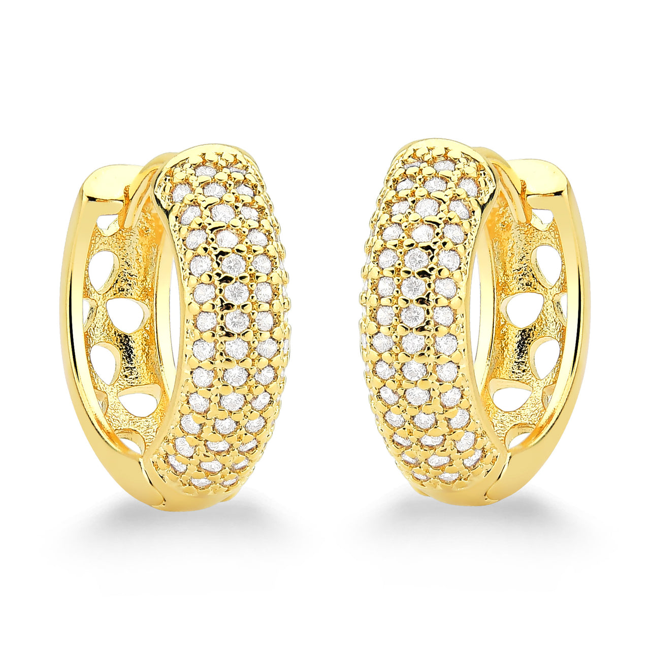 BRINCO ARGOLA CRAVEJADO G FOLHEADO A OURO 18K