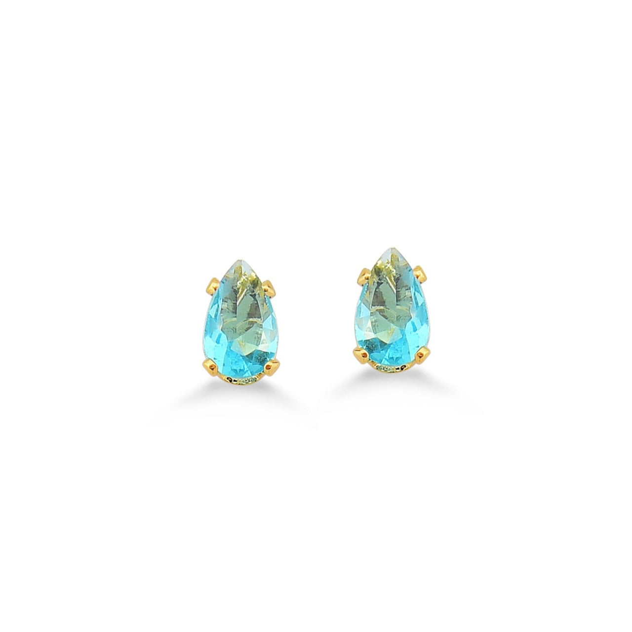 BRINCO GOTA ZIRCÔNIA AZUL FOLHEADO A OURO 18K
