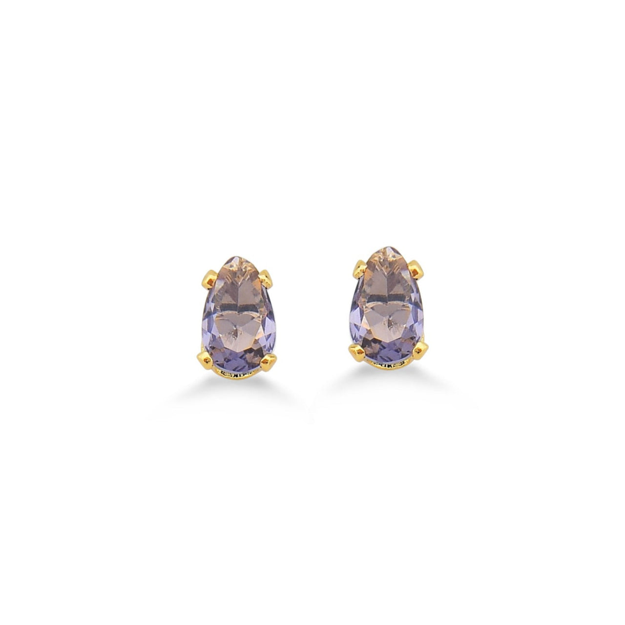 BRINCO GOTA ZIRCÔNIA LILAS FOLHEADO A OURO 18K