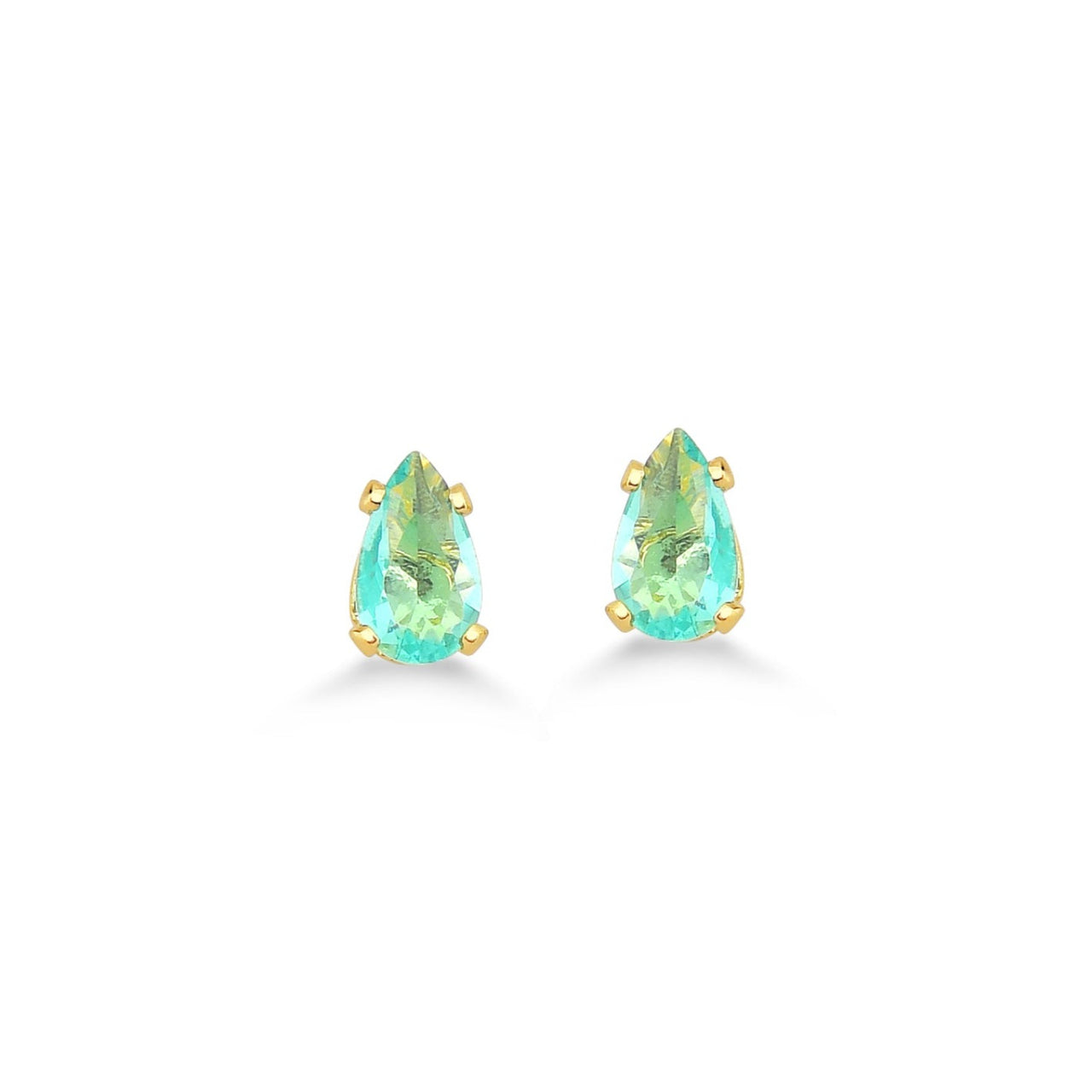 BRINCO GOTA ZIRCÔNIA VERDE FOLHEADO A OURO 18K