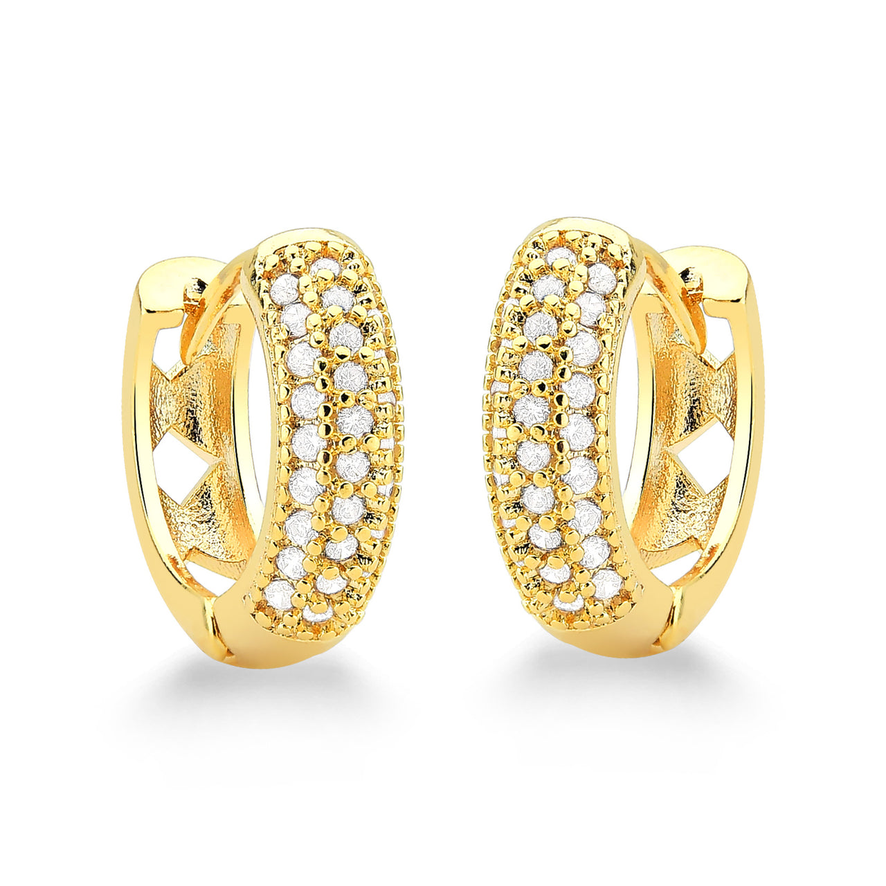 BRINCO ARGOLA COM MINI ZIRCÔNIAS G FOLHEADO A OURO 18K