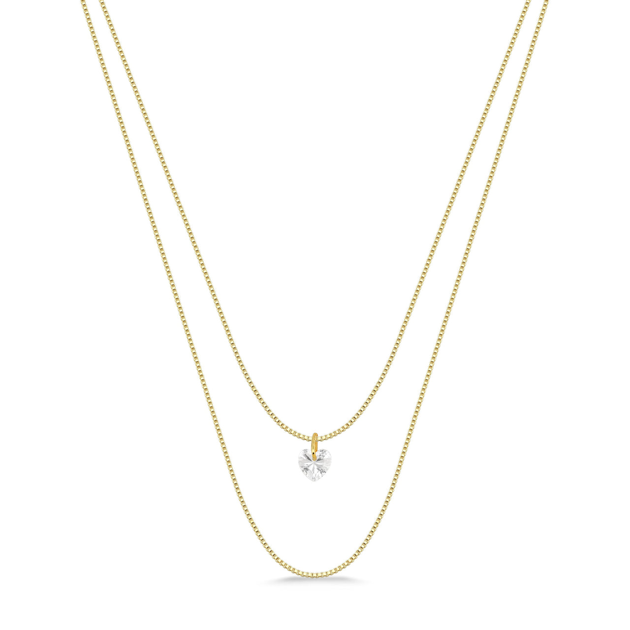 COLAR CHOKER DUPLA COM CORAÇÃO FOLHEADO A OURO 18K