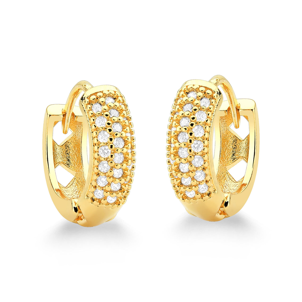 BRINCO ARGOLA COM MINI ZIRCÔNIAS M FOLHEADO A OURO 18K