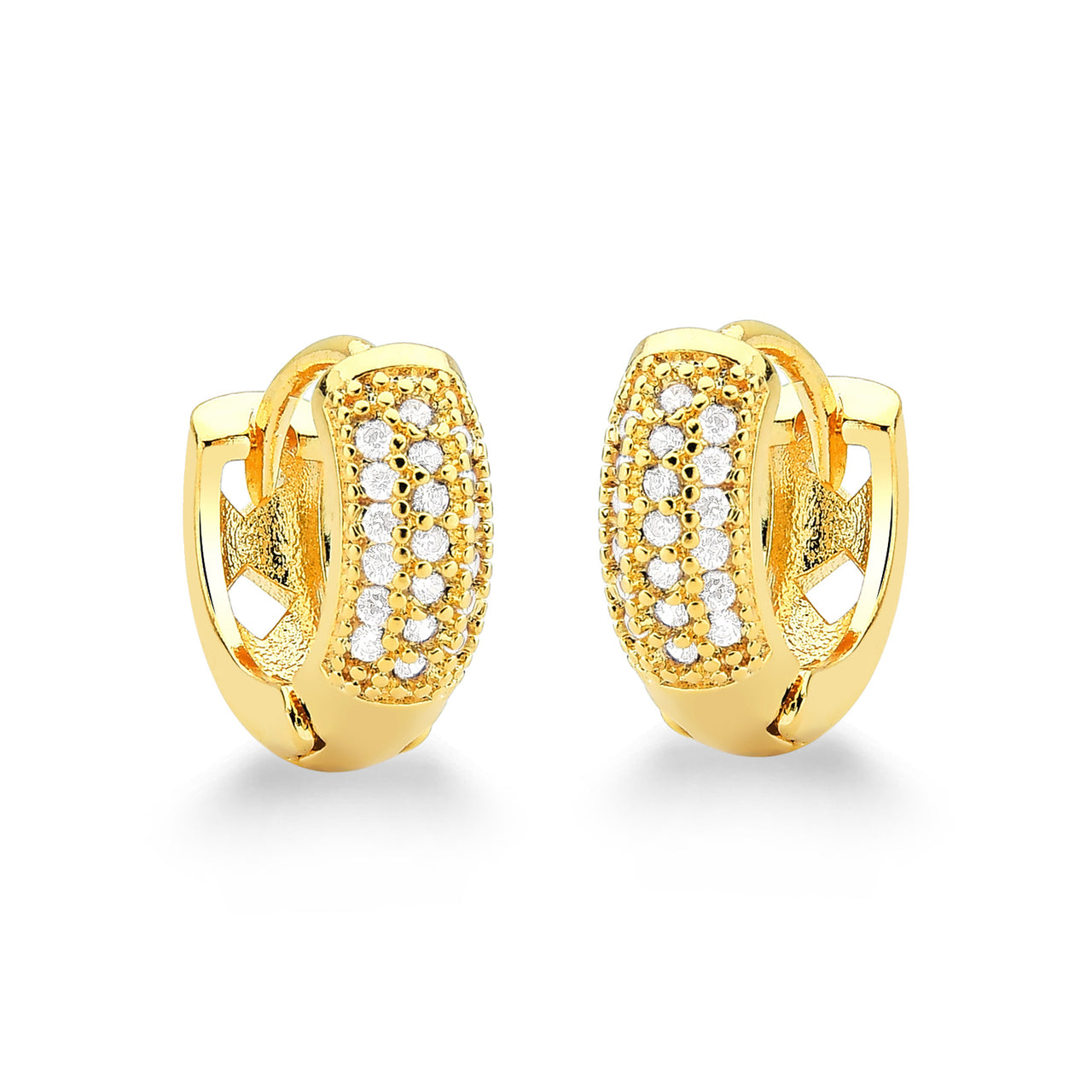 BRINCO ARGOLA COM MINI ZIRCÔNIAS P FOLHEADO A OURO 18K
