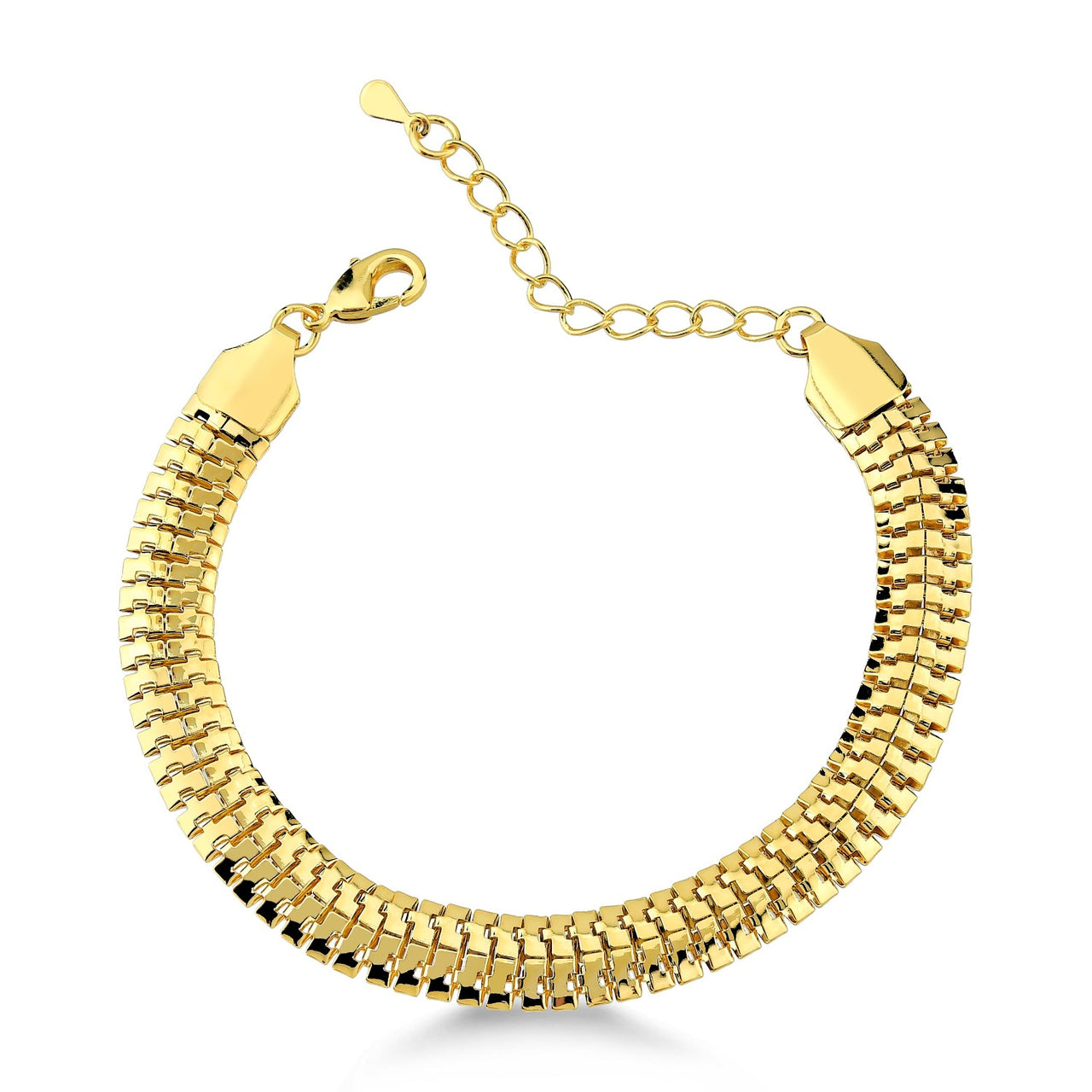PULSEIRA MALHA ESTEIRA FOLHEADO A OURO 18K