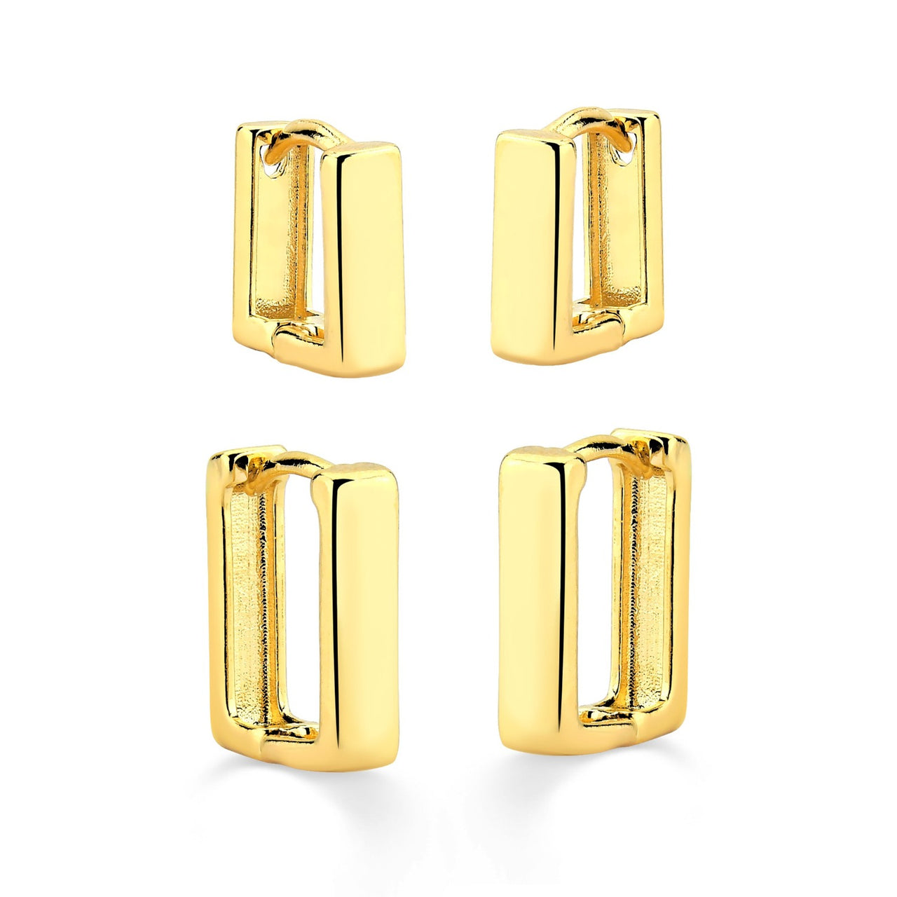 DUPLA DE ARGOLA QUADRADA  FOLHEADO A OURO 18K