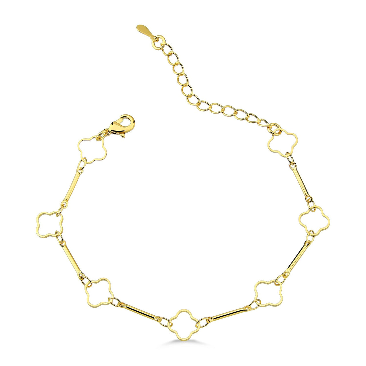PULSEIRA COM TREVO VAZADO FOLHEADO A OURO 18K