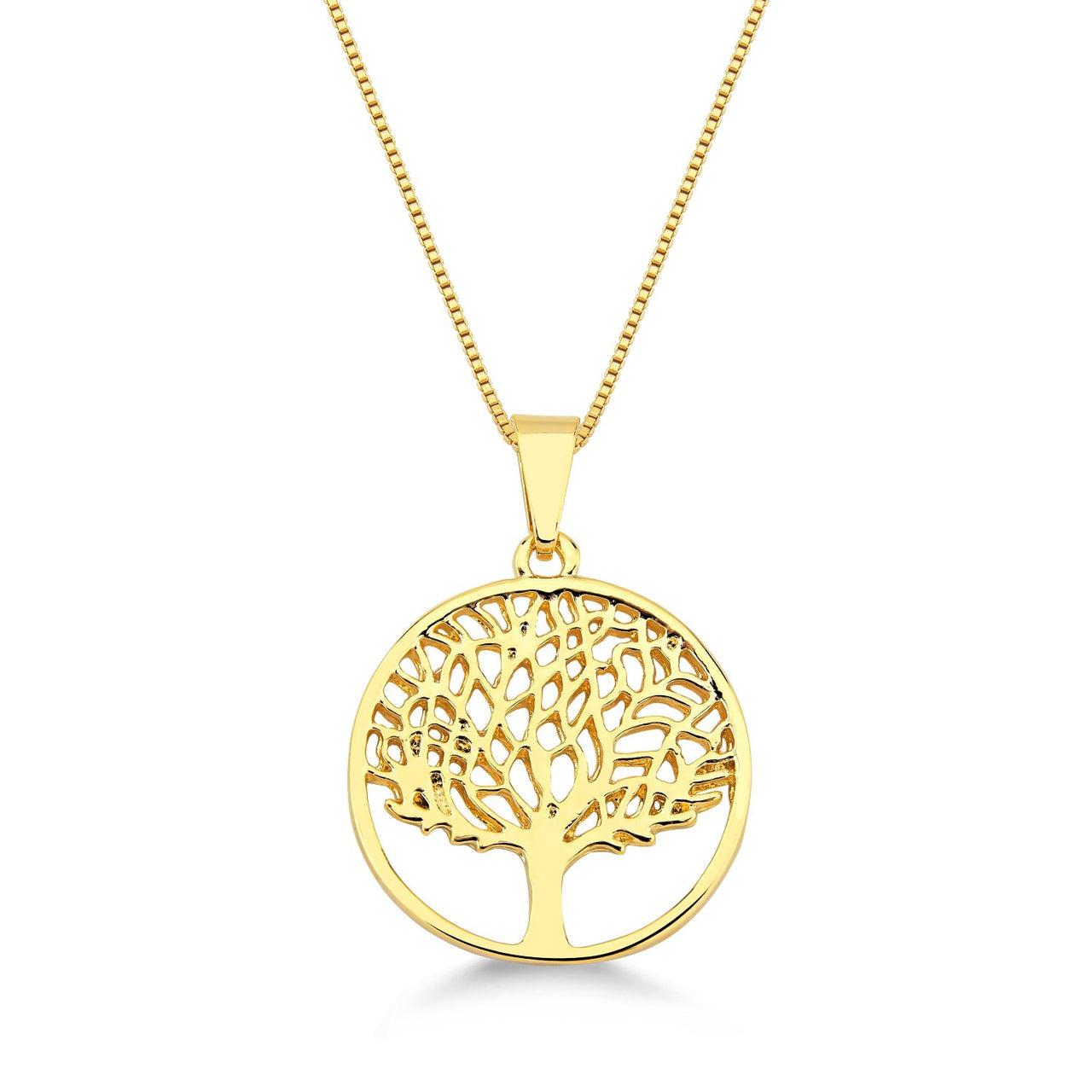 COLAR ÁRVORE DA VIDA FOLHEADA A OURO 18K
