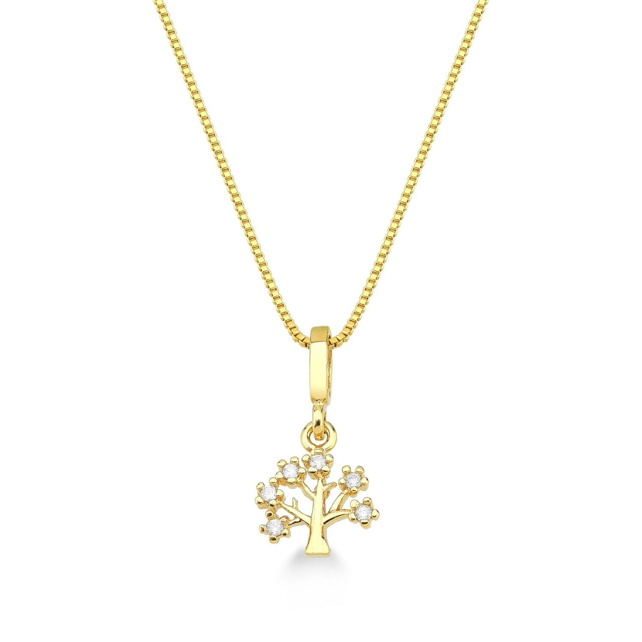 COLAR ÁRVORE DA VIDA FOLHEADA A OURO 18K
