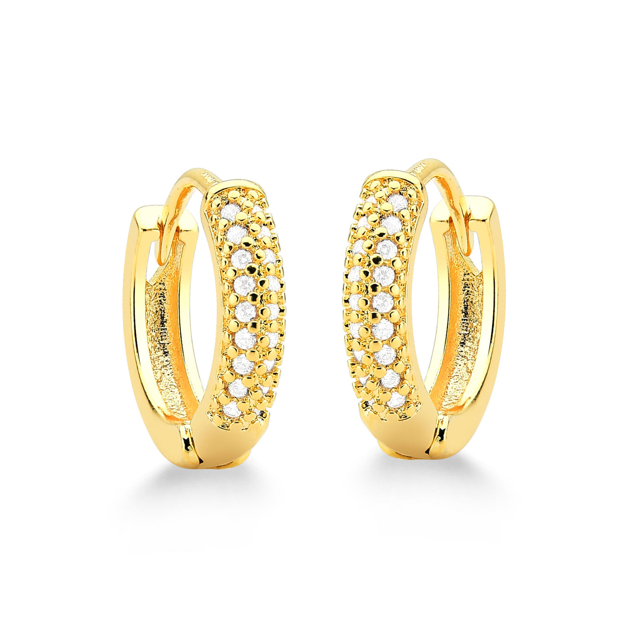 BRINCO ARGOLA CRAVEJADA M FOLHEADO A OURO 18K