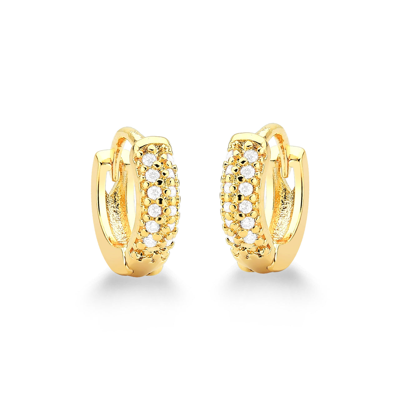 BRINCO ARGOLA CRAVEJADA P FOLHEADO A OURO 18K