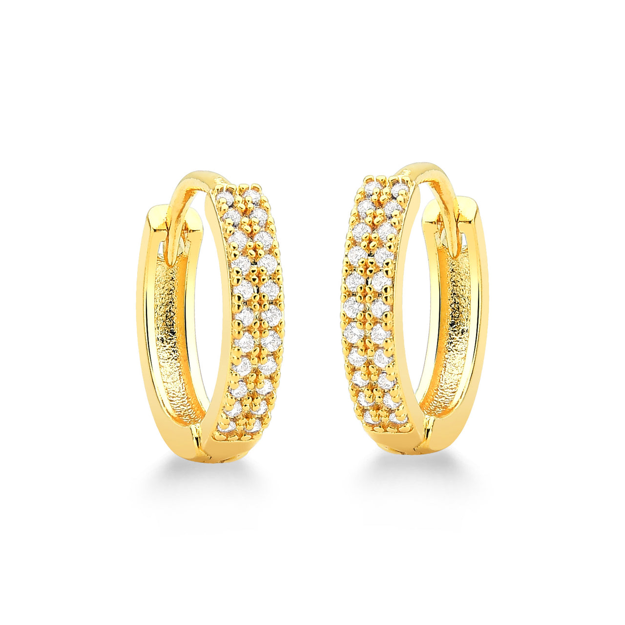 BRINCO ARGOLA CRAVEJADO G FOLHEADO A OURO 18K
