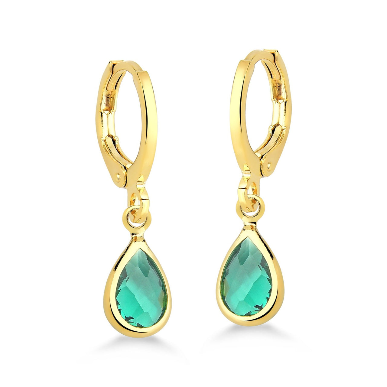 BRINCO ARGOLA COM ZIRCÔNIA VERDE FOLHEADO A OURO 18K