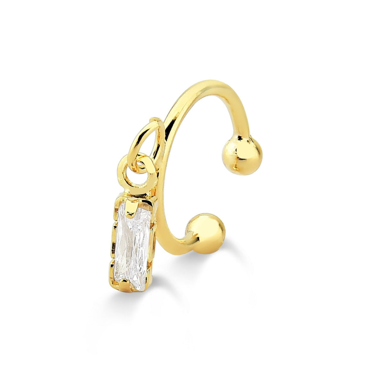 BRINCO PIERCING COM PÊNDULO EM ZIRCÔNIA FOLHEADO A OURO 18K