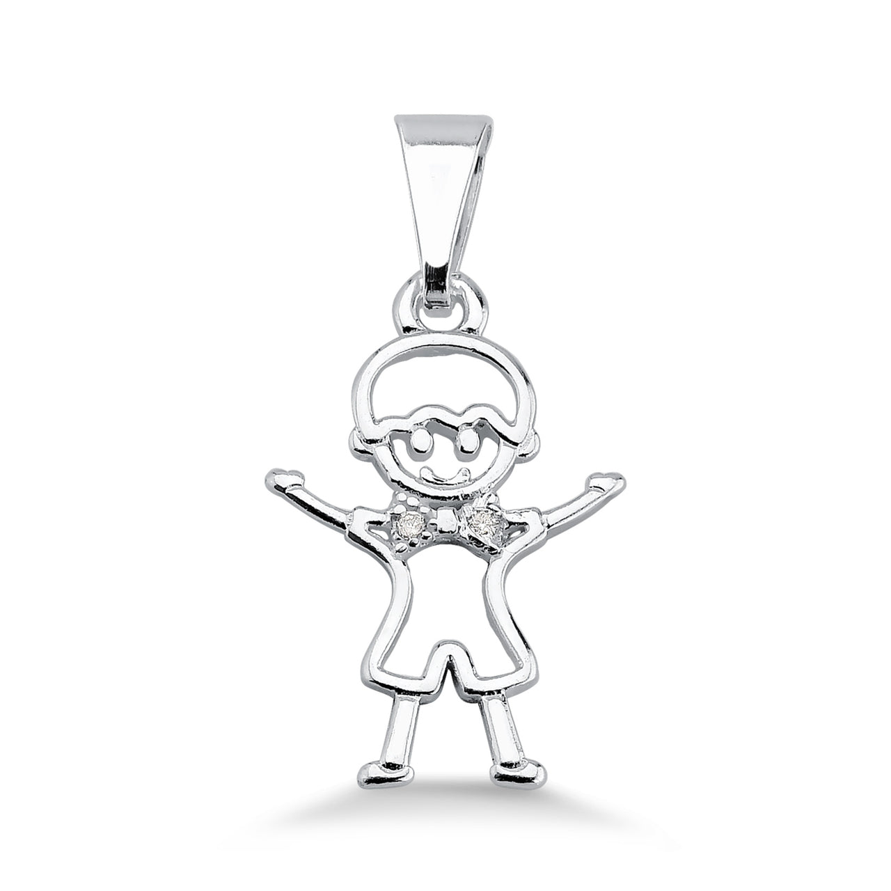PINGENTE DE PRATA MENINO GRAVATA CRAVEJADA COM ZIRCÔNIAS