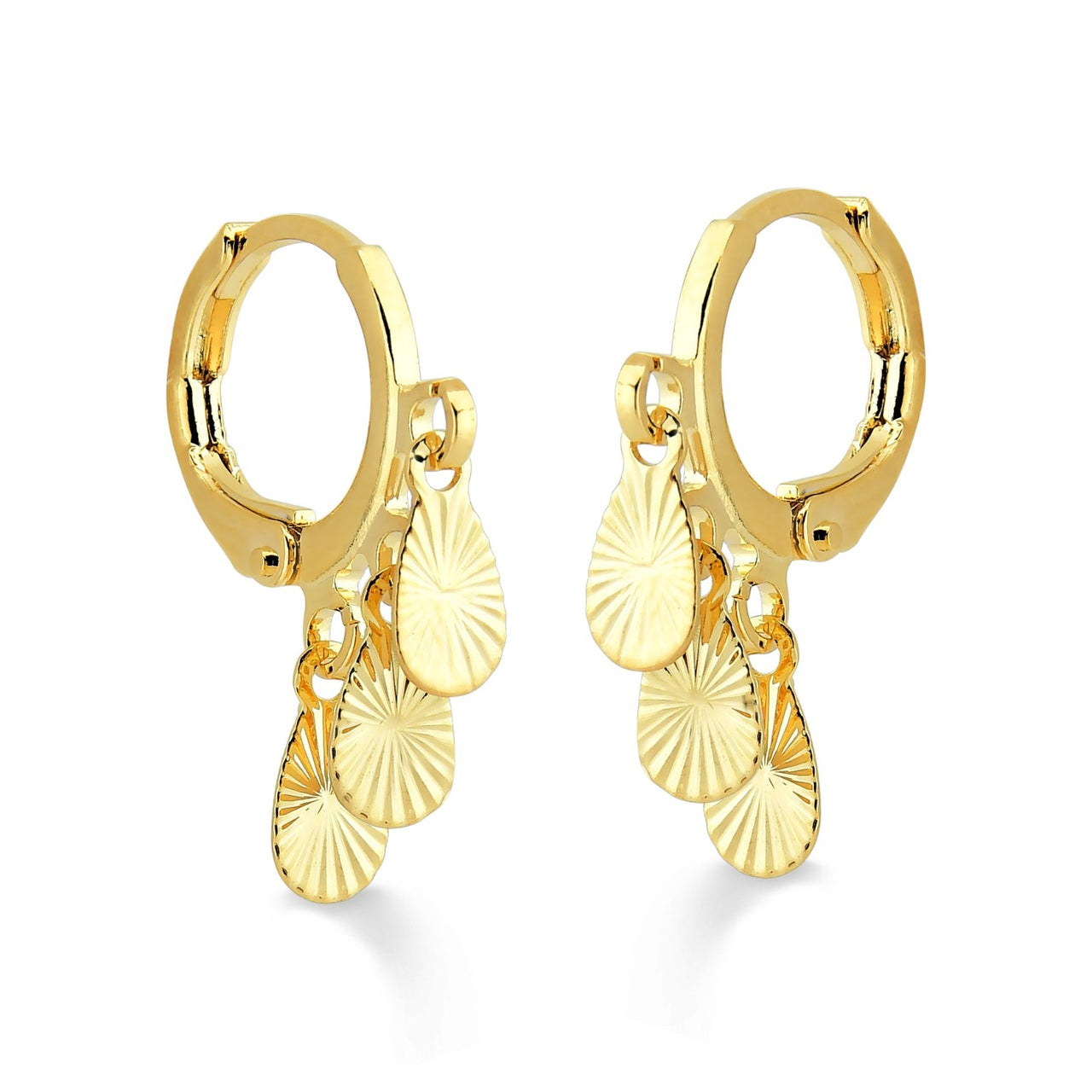 BRINCO ARGOLA COM PÊNDULOS FOLHEADO A OURO 18K